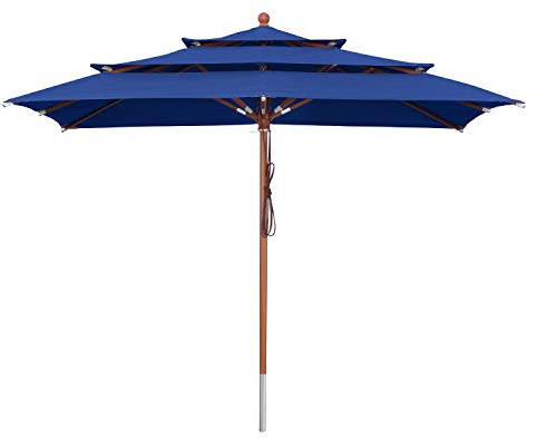 anndora Sonnenschirm 3-lagig 300 x 300 cm eckig Gartenschirm - Blau