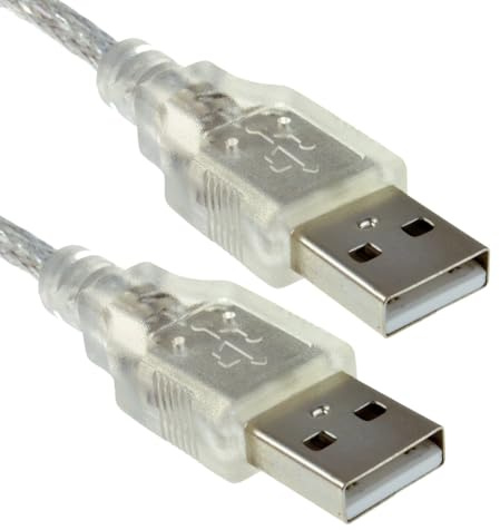kenable USB 2.0 Hi-Speed Cable A Male to A Male 24AWG Shielded with Ferrite Core Clear 1.5m