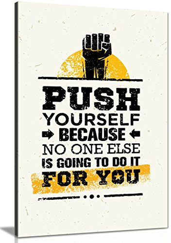 Push Yourself Grunge Inspiring Motivation Quote Canvas Wall Art Picture Print (36X24)