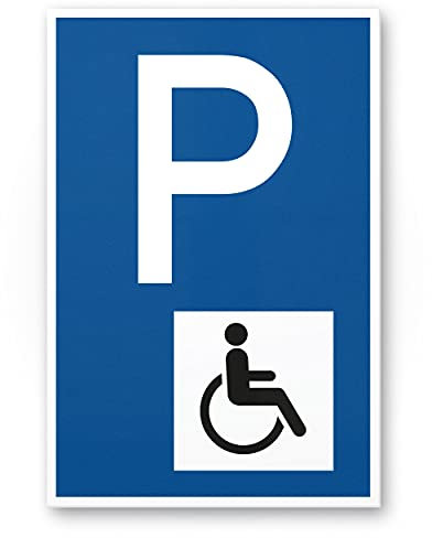 Komma Security Panneau de stationnement pour personnes handicapées - 20 x 30 cm - Panneau de stationnement réservé - Pour personnes handicapées