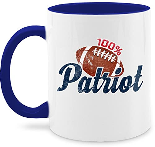 Tasse Tassen 325ml - Deko Hobby Geschenk - 100% Patriot - 325 ml - Dunkelblau - für american football-fans football teetasse coffee cup