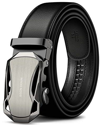 BISON DENIM Herren Gürtel Automatik Schnalle 35mm Breite Business Elegant Leder Gürtel mit Automatischer Schnalle für Männer Premium Qualität