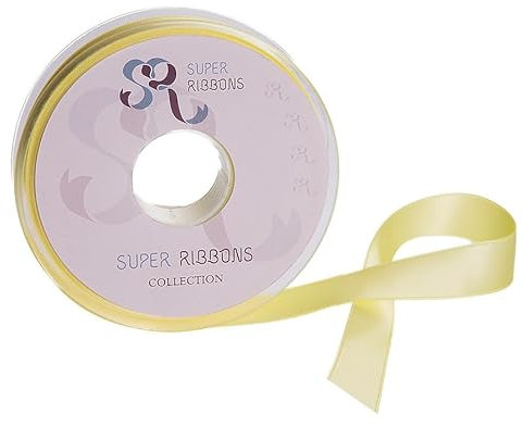 SR SUPER RIBBONS®™ Satin Ribbons Gift Wrapping, Party Decoration, Wedding car, Christmas, Balloons, Hair, Cake, Presents, Wedding Bouquet (Yellow 15mm x 20m)