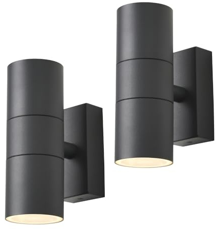 LITECRAFT Kenn Up & Down IP65 Rated Outdoor Wall Light - (Anthracite, Pack of 2)