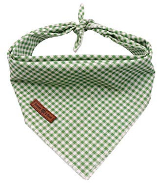 lionet paws Hunde Bandana Kopftücher Hundehalstuch Dreieckstuch, Grün&Weiß kariert, S