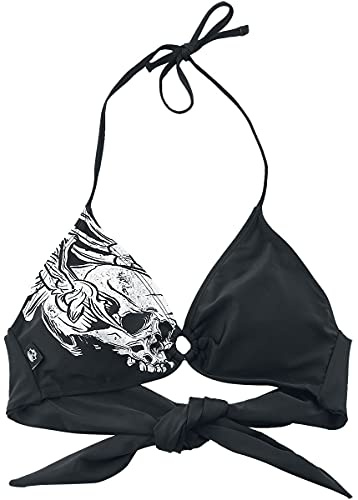 Rock Rebel by EMP Damen schwarzes Triangel Bikini Oberteil mit Totenkopf-Print