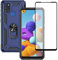 Yiakeng Hülle für Samsung Galaxy A21s, Samsung A21s Hülle, mit Schutzfolie, Stoßfest Schutzhülle Mit Ring Standfunktion Case Cover für Samsung Galaxy A21s (Blau)