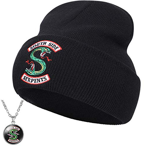 Letswin Jughead Jones Mütze für Erwachsene, Riverdale Beanie-Mütze, Winter-Strickmütze, schwarz,