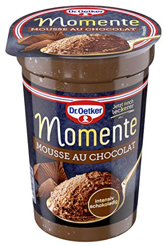 Dr. Oetker Momente Mousse au Chocolat, 100 g, luftig lockere Mousse au Chocolat, intensiv-schokoladig, fertige Schokomousse im Becher, für den besonderen Genuss