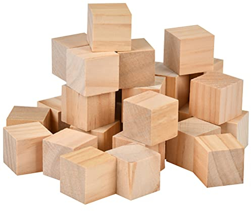 FOCCTS 200 PCS 1x1 cm Holzwürfel, unfertige Holzblöcke für Holzhandwerk, Holzquadratblöcke, ideal für Babypartys, Puzzle, Basteln und DIY-Projekte