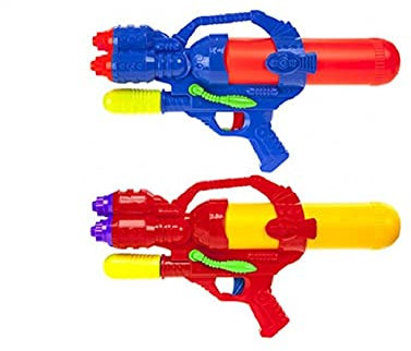 Water Gun Super Pump Action Super Triple Space Blaster Double Shot Splash Powerful Long Distance Assorted Colours (Super Triple)