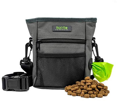 Mighty Paw Leckerlibeutel für Hunde-Training 2.0 | Futterbeutel Hundetraining - Leckerlitasche für Hunde - Pet Training Hands-Free Snack Bag mit Riemen - Magnetischer Verschluss (Orange/Schwarz)