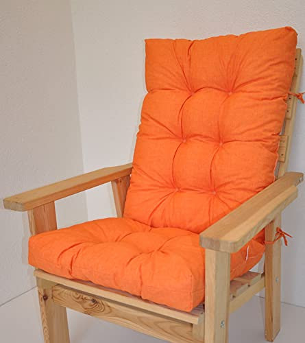 Rattani Polster für Gartenstuhl, Liegestuhl, Schaukelstuhl Sevila, Hochlehner Auflage, Gr. 125 x 55 cm, Colore Arancione (orange)