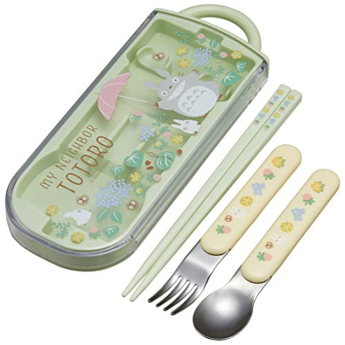 SKATER - Ensemble de couverts plats Totoro - 1 set de 4 pièces en plastique vert, lavable en machine, pour enfants et événements Studio Ghibli