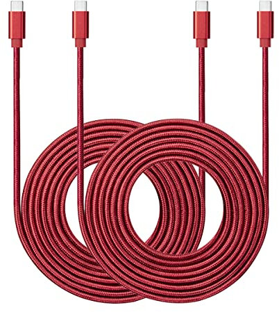 ROFICORD USB C auf USB C Kabel, [2 Stück 3m] 60W Power Delivery Schnellladung Typ C Kabel kompatibel mit MacBook Pro/Galaxy S20/Microsoft Surface/Google Pixel und anderen USB-C-Geräten (rot)