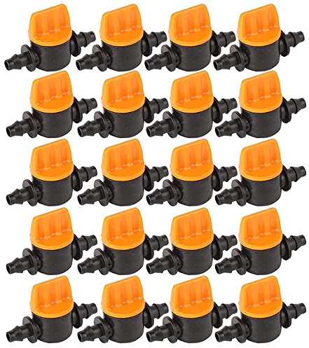 Donkivvy 20 mini valvole in plastica per rubinetto di irrigazione, connettori per valvola di chiusura per tubo da 4/7 mm, tubo per linea aerea, tubo per irrigazione dell'acqua da giardino, adattatore