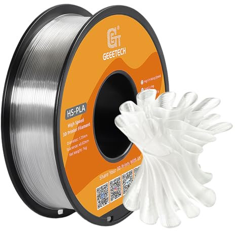 GEEETECH HS-PLA Filament 1,75mm pla Filament für Hochgeschwindigkeits-3D-Drucker, 1 Spule,1kg, Transparent