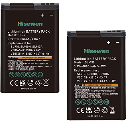 Hisewen 2Pack Ersatzakku kompatibel mit Siemens Gigaset SL910 SL910A SL910H Schnurloses Telefon, Teilenummer V30145-K1310K-X447 V30145-K1310K-X447-0-HY V30145-K1310-X447.