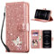 QLTYPRI Case for iPhone 14 Pro Max, Wallet Case Premium Glitter PU Leather TPU Bumper Card Holder [Wrist Strap] Inlaid Butterfly Diamond Flip Cover for iPhone 14 Pro Max - Rose Gold Butterfly
