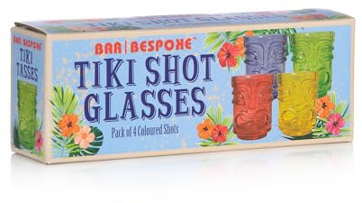 Bar Bespoke Coloured Tiki Shot Glasses 4 Pack
