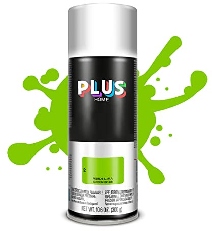 PLUS HOME Pintura Spray 520cc para pintar todo tipo de super cies: madera, metal, cartón, tela, piedra, bra de vidrio, plásticos rígidos, etc para bricolaje y DIY.Verde Lima (Ral:B188)(Paquete de 1)
