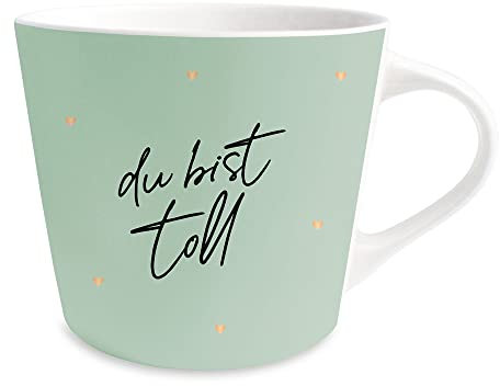 Grafik-Werkstatt Kaffee-Tasse mit 100% Echtgold | Porzellan Tasse | 420 ml | Du bist toll