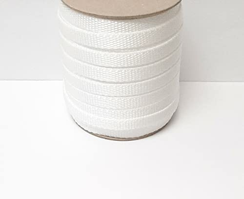 10mm Polypropylene Webbing Heavy Duty Strap For Backpacks Belts Handles Bags Straps Dog Leads (50 Metres, White)