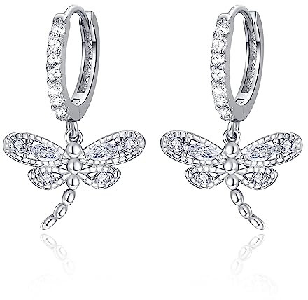 Libellen Ohrringe Creolen Ohrstecker Sterlingsilber für Frauen Libellen Schmuck Geschenke mit Zirkonia Geburtstag Urlaub