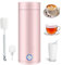 Tragbarer Elektrischer Wasserkocher, 400ML kleine Teekanne Mini-Thermoskanne mit Automatischer Abschaltung Reisewasserkocher für Kaffee und Teezubereitung (Rosa)