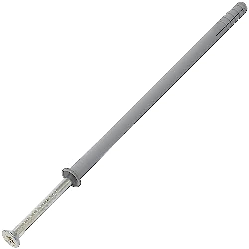 AERZETIX - C67173 - Set di 25 tasselli chiodi Ø10x200mm con flangia smussata in polietilene + 25 chiodi-viti Ø6.9x210mm con testa fresata PZ3 in acciaio - per colpire - struttura metallica cemento