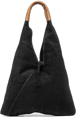 FIRENZE ARTEGIANI. Agnana Shopper Tasche Damen Echtleder Wildleder und Dollar 36x10x30 cm Farbe: Schwarz, Schwarz, Utility