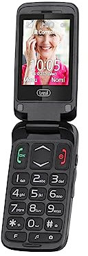 Trevi FLEX 50 C Telefono Cellulare per Anziani con Apertura a Conchiglia, Tasti Grandi Retroilluminati, Tasto SOS, Bluetooth, Base di Ricarica in Dotazione, Nero