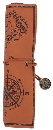 Operitacx Tragbare Kosmetiktasche 2 Stück Rolle Feder Schatzkarte Hochwertiges Sense-Feder Aus Leder Retro-Feder Pinseletui Künstler-Feder Füllfederhalter Tasche Student Bürstenetui