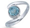 mantraroma Ring Silber Damen blau Topas Edelstein blau schlicht modern (MRG-003-62-(50))