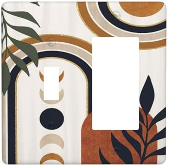 Cubierta de interruptor de luz de combinación de 2 bandas, estilo bohemio, abstracto, moderno, luna, sol, 2 bandas, interruptor de luz, cubierta de placa de pared, placa frontal eléctrica, placa