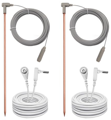 Varilla de conexión a tierra de cobre con cable de tierra hembra de 40 pies, kit de varilla de tierra portátil, ideal para productos conectados a tierra, fácil de usar con alfombrilla de conexión a