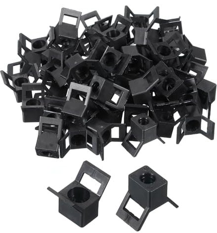 sourcing map 50pcs Cable Tie Base Saddle Type Mount Wire Holder, 13.4x10x10.5mm Wire Clips Organizer Holders Clamps for Electronic Wires Organized, Black 0.22 Dia