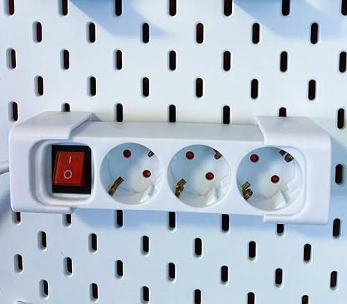 JL House Steckdosenhalter für IKEA Skadis.Steckdose Halter Weiß