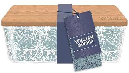 Portico Designs Ltd William Morris Brother Rabbit Glass Lunchbox with bamboo lid and silicone strap