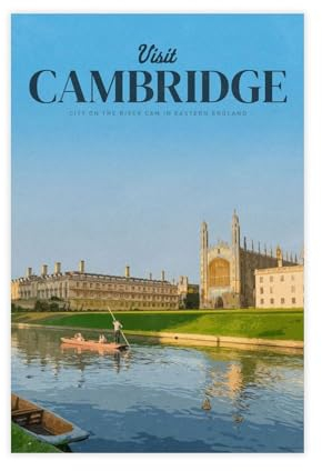 Visit Cambridge Poster auf Leinwand, Wandkunst, Dekordruck, Bild Gemälde für Wohnzimmer, Schlafzimmer, Dekoration, ungerahmt: 40 x 60 cm