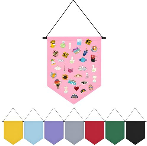 Fnaobai Broschen-Organizer zum Aufhängen an der Wand, bunt, Emaille, Abzeichen, Leinwand, Banner, Ohrringe, Sammlungshalter, 32 x 25,4 cm (ohne Zubehör) (Rosa)