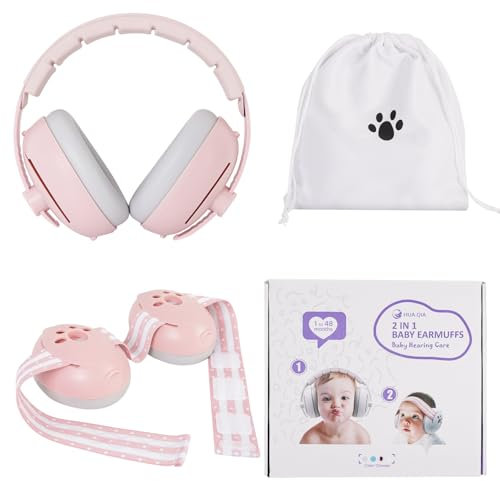 Orejeras para bebé, protección contra el ruido, auriculares para bebé 2 en 1 para ruido, auriculares ajustables para bebé con banda elástica, auriculares con cancelación de ruido para niños de hasta 4