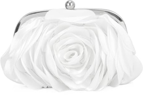 LHHMZ Pochette elegante rosa da donna Pochette in raso floreale Fiore Festa di Nozze Frizione