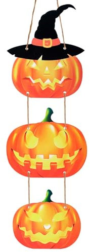 Cartello per Porta di Halloween, Cartello per Porta di Zucca Cartello da Appendere in Legno di Halloween Cappello da Strega Appendiabiti per Porta di Zucca Halloween Decorazioni Porta