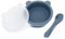 Miracle Baby Bol Ventouse pour Bébé en Silicone, Bol Enfant avec Couvercle et Cuillère, Vaisselle Bebe Anti-Dérapante, Sans BPA (Bleu)
