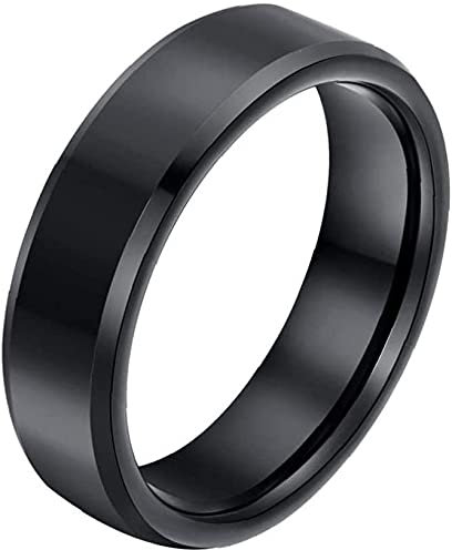 PULABO Herren Fingerring Volltonfarbe Glanz Design Ring Titan Stahl Herren Casual Ring Gr. 12 Schwarz, Beauty, Art.-Nr beliebt