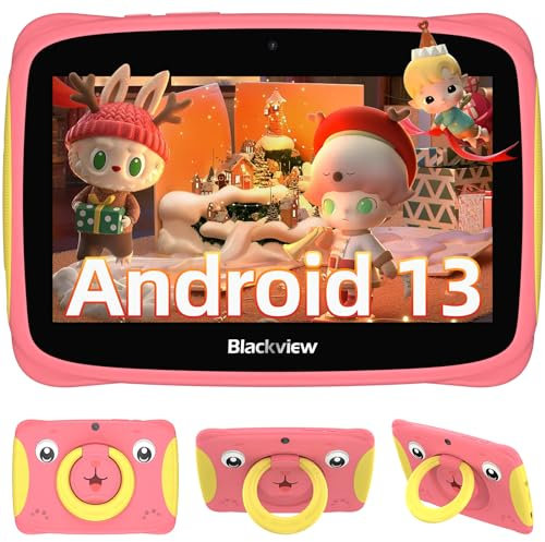 Blackview Kinder Tablet 7 Zoll, Android Tablet für Kinder ab 6 mit Lernspielen, 4GB RAM+32GB ROM, WiFi, Dual-Kameras, GMS, stoßfestes Gehäuse, vorinstallierte, Kinder Tablet mit Kindersicherung