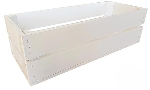 Lermowood Holzkisten Reg 50 x 20 x 15cm Weiß | Dekokisten aus Holz Massive Holzkiste Regalkiste Weinkiste