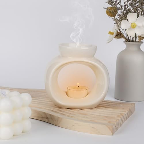 XTDMJ Weiß Aromatische Duftlampen, Keramik Duftlampe Keramik Duftstövchen für ätherische Öle, Teelicht Öl Duftgefäße für Stimmungsvolles Zuhause