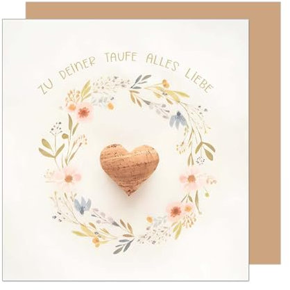 Edition Seidel Premium quadratische Glückwunschkarte zur Taufe mit Umschlag. Taufkarte Grußkarte Karte Herz Taufkind Junge Mädchen Kinder (ETQ110 SW025)